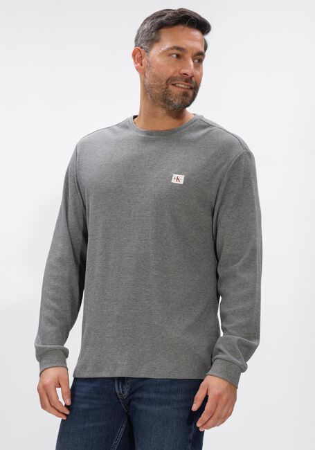 Grijze CALVIN KLEIN Trui LS WAFFLE BADGE CREWNK TEE - large