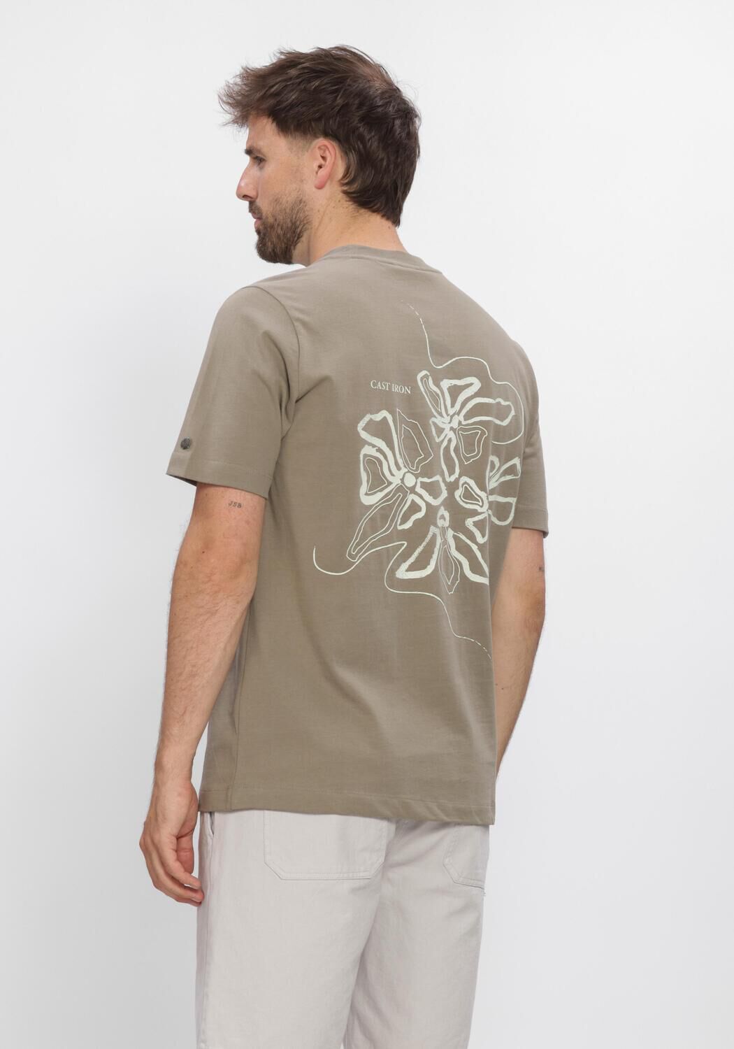 CAST IRON T-shirt SHORT SLEEVE R-NECK REGULAR FIT SINGLE JERSEY en taupe - large