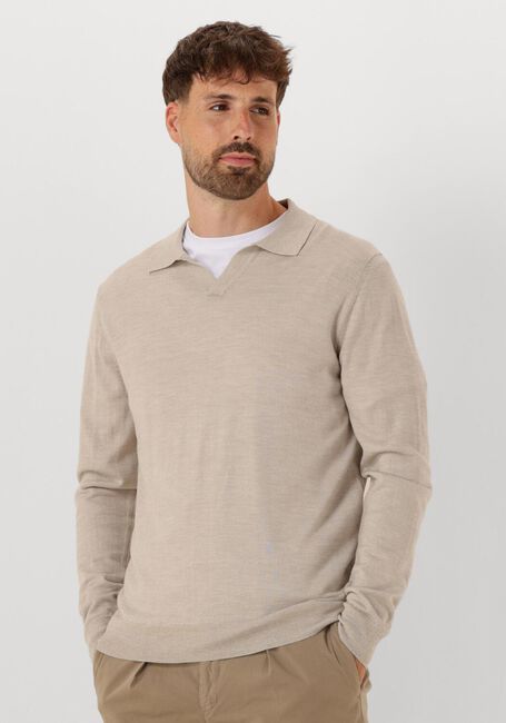 PROFUOMO Polo POLO OPEN COLLAR LS MERINO en beige - large