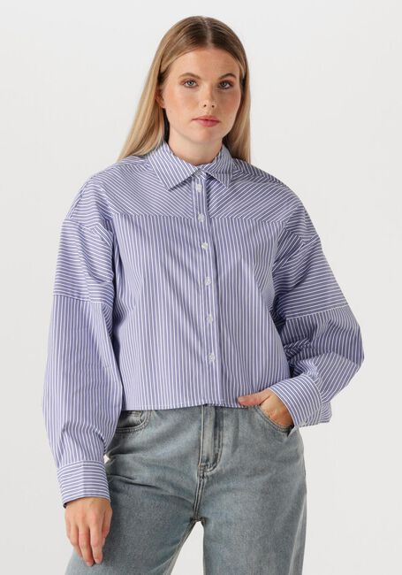Blauwe ALIX THE LABEL  LADIES WOVEN STRIPED BLOUSE - large