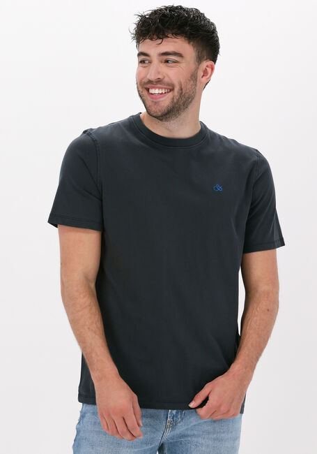 Zwarte SCOTCH & SODA T-shirt GARMENT-DYED CREWNECK TEE WITH EMBROIDERY LOGO - large