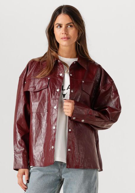 Bordeaux ALIX THE LABEL  FAUX LEATHER BLOUSE - large