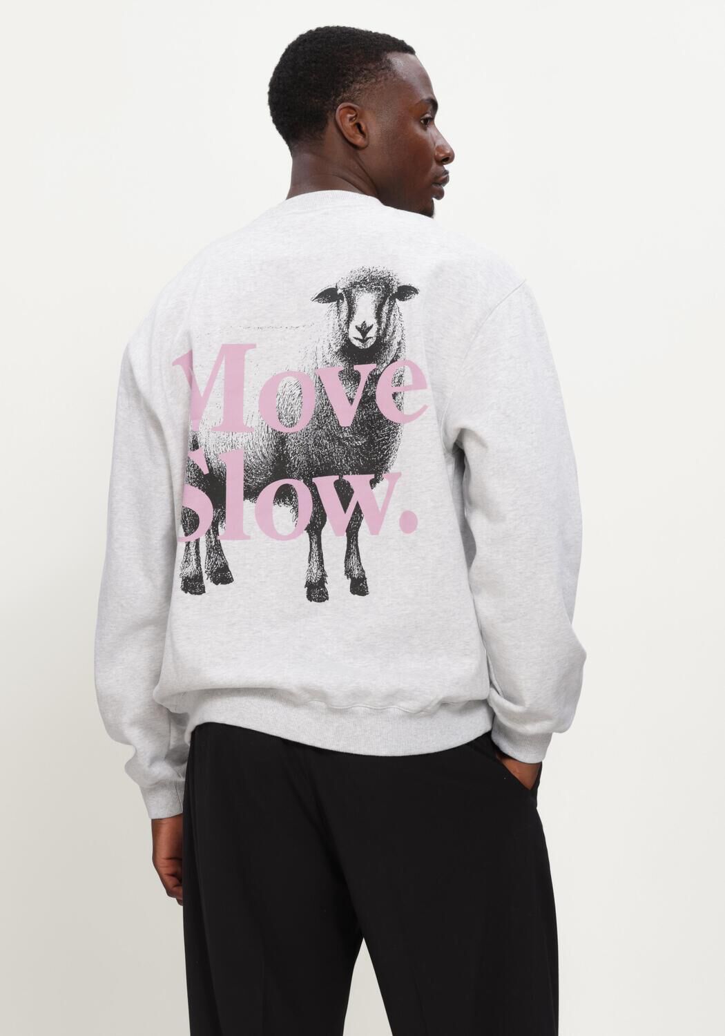Grijze POCKIES Sweater MOVE SLOW CREW - large