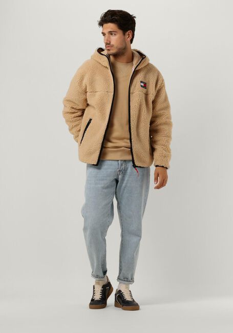 Camel TOMMY JEANS Vest TJM SHERPA ZIP THRU HOODIE - large