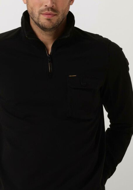 Zwarte PME LEGEND Trui HALF ZIP COLLAR FINE TERRY - large