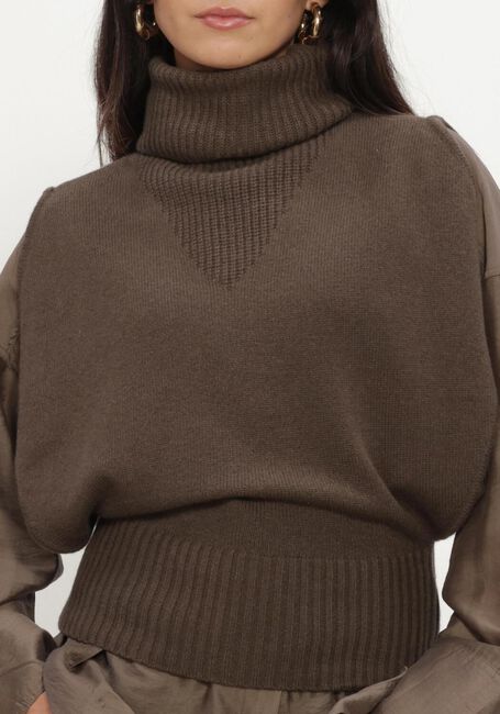 ROUGE EDIT Col roul&eacute; ROUCLEO ROLL NECK KNIT VEST/PF en marron - large