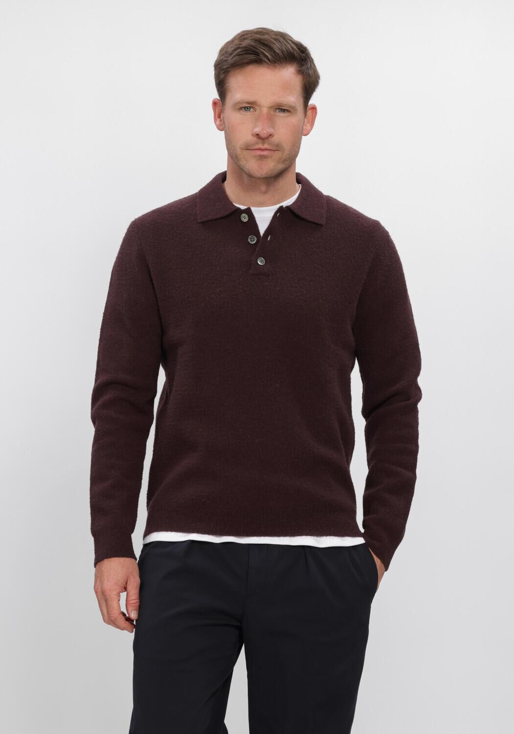 Bordeaux PROFUOMO Polo BOILED WOOL - large