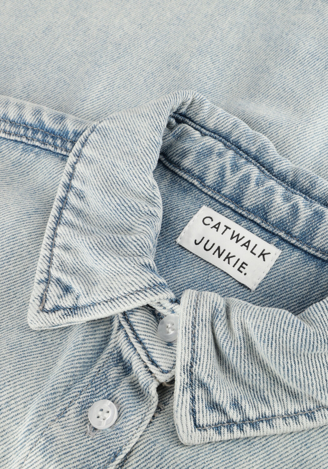 Blauwe CATWALK JUNKIE  SHORT SLEEVE DENIM BLOUSE - large