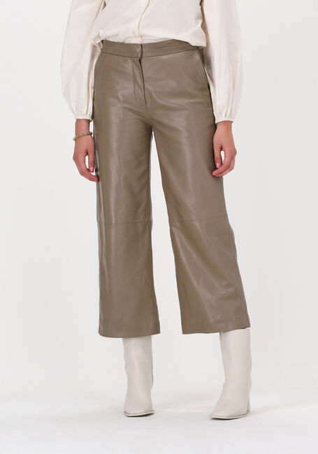 Taupe JUST FEMALE Pantalon ROXY LEATHER TROUSERS - large