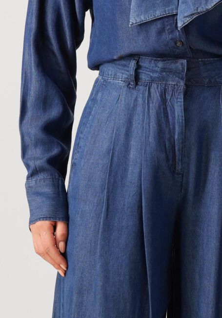 Donkerblauwe SELECTED FEMME Wijde broek SLFJANNA HW PLEATED CHAMBRAY - large