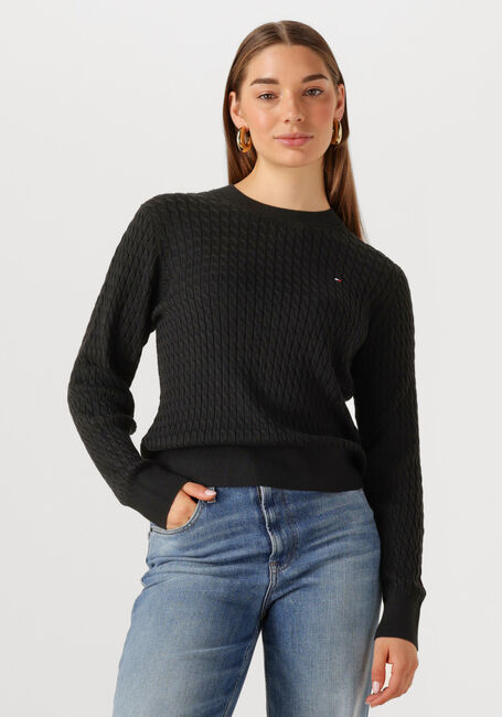 Zwarte TOMMY HILFIGER Trui CO CABLE FINE GG C-NK LS SWT - large