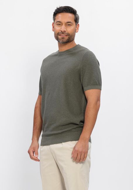 PROFUOMO T-shirt T-SHIRT CREW NECK COTTON LINEN en vert - large