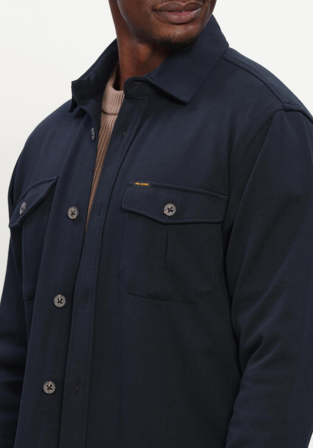 PME LEGEND Chemise d&eacute;contract&eacute; LONG SLEEVE SHIRT COMFORT HEAVY TWILL Bleu fonc&eacute; - large