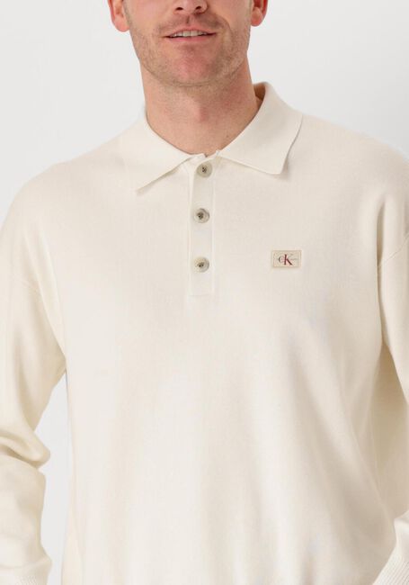 CALVIN KLEIN Polo COTTON POLO SWEATER en blanc - large