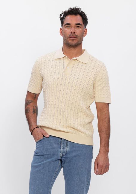 SELECTED MEN Polo SLHMATTIS SS KNIT NEW CABLE  POLO &Eacute;cru - large