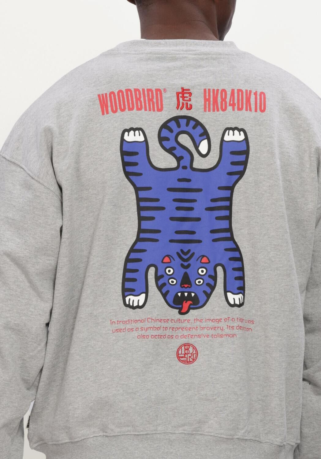 Grijze WOODBIRD Sweater WBDUKE TIGER CREW - large