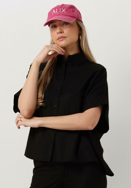 Zwarte ALIX THE LABEL  LADIES WOVEN LINEN OVERSIZED BLOUSE - large