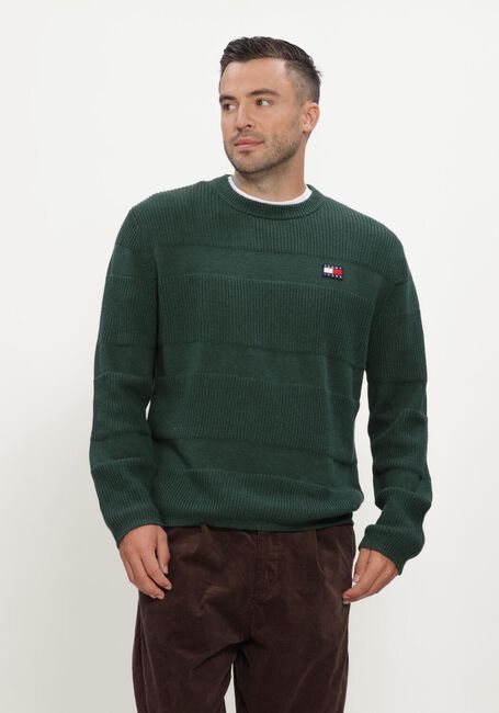 Donkergroene TOMMY JEANS Trui TJM REG TEXTURED SWEATER EXT - large
