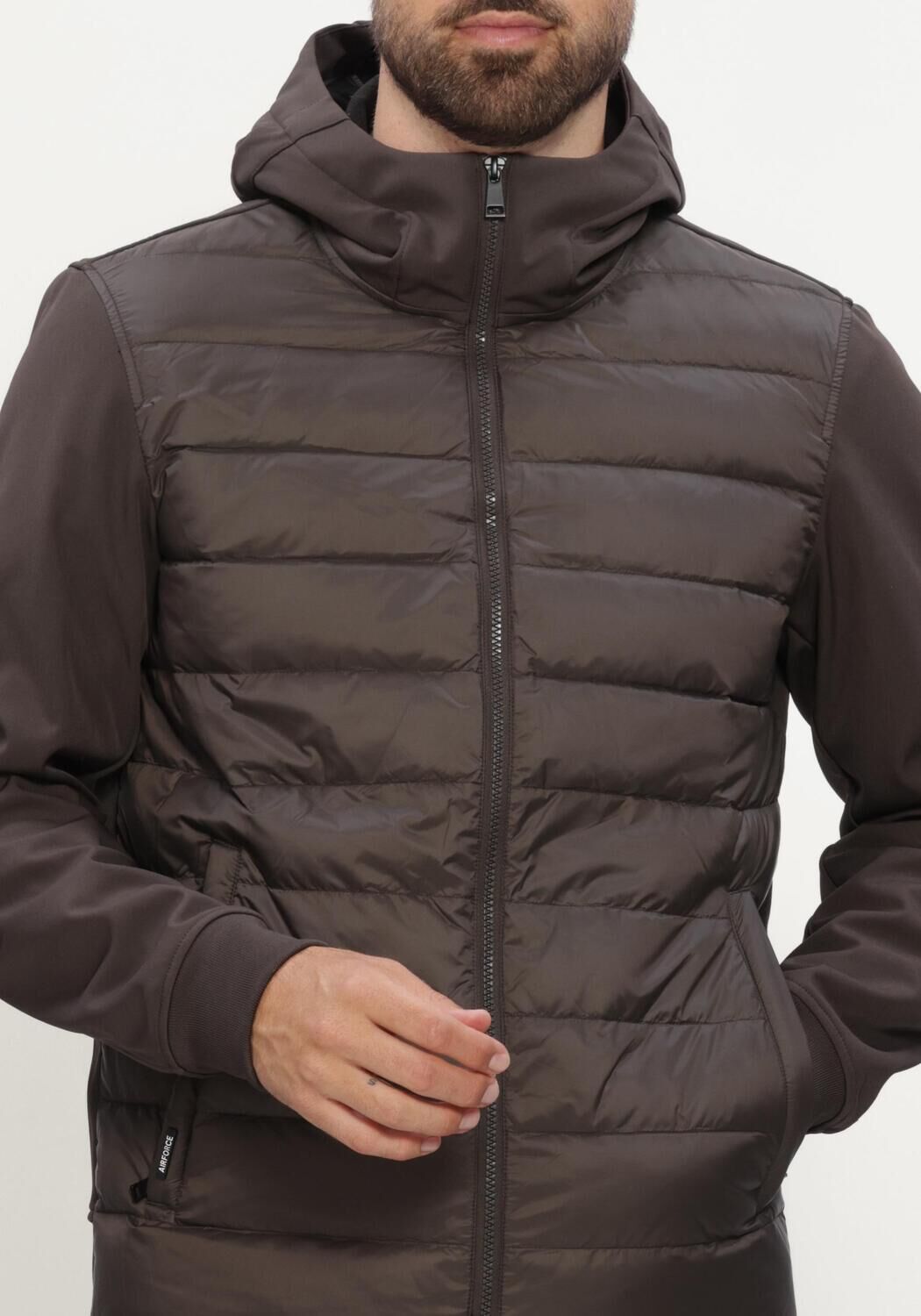 AIRFORCE Veste matelass&eacute; HOODED COVE JACKET en marron - large