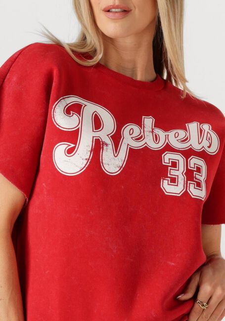 Rode COLOURFUL REBEL Trui REBELS 33 ACID WASH DRPPD SHLDR SWEAT SS - large