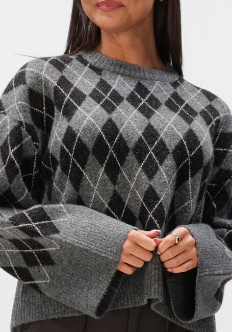 NEO NOIR KICK CHECK KNIT BLOUSE Blouses en gris - large