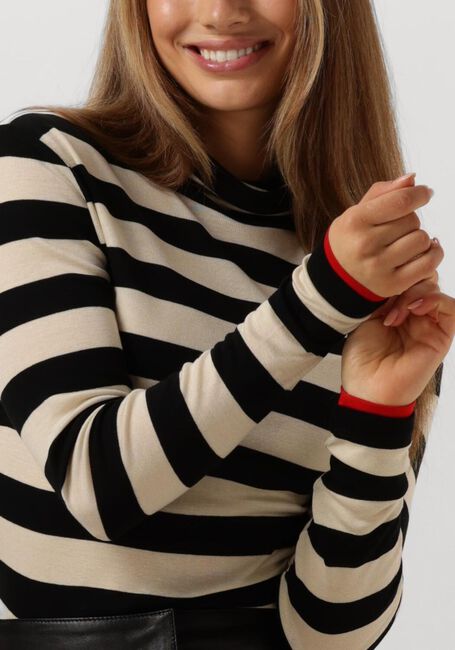 SUMMUM TURTLE NECK TOP SHEER JERSEY STRIPE Hauts & T-shirts en noir - large