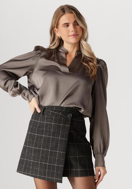 Grijze NEO NOIR  ROSSLYN HEAVY SATEEN BLOUSE - large