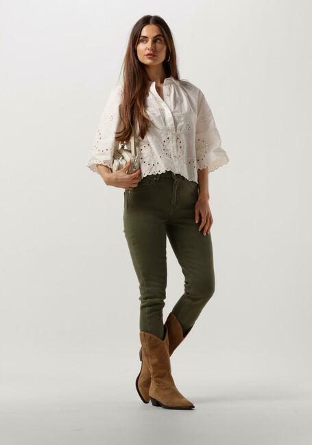 Witte SCOTCH & SODA  CROP SHIRT WITH BRODERIE ANGLAISE IN ORGANIC COTTON - large