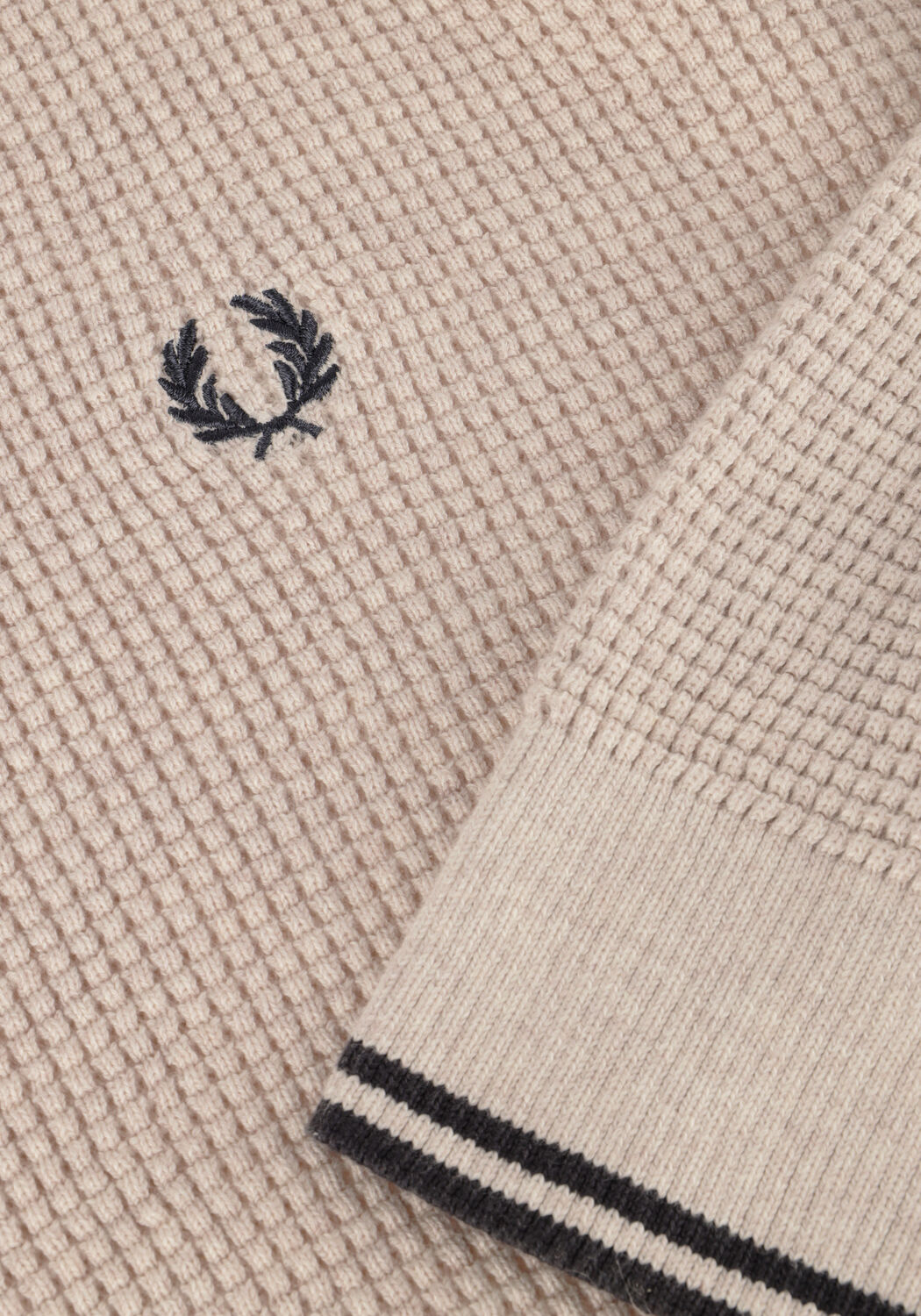 Gebroken wit FRED PERRY Trui WAFFLE STITCH CREW NECK JUMPER - large