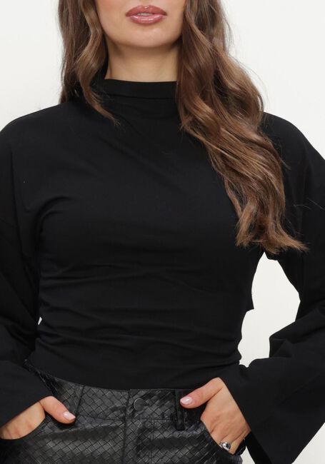 Zwarte REFINED DEPARTMENT Top LADIES KNITTED LONGSLEEVE DETAIL BACK FEATHER - large