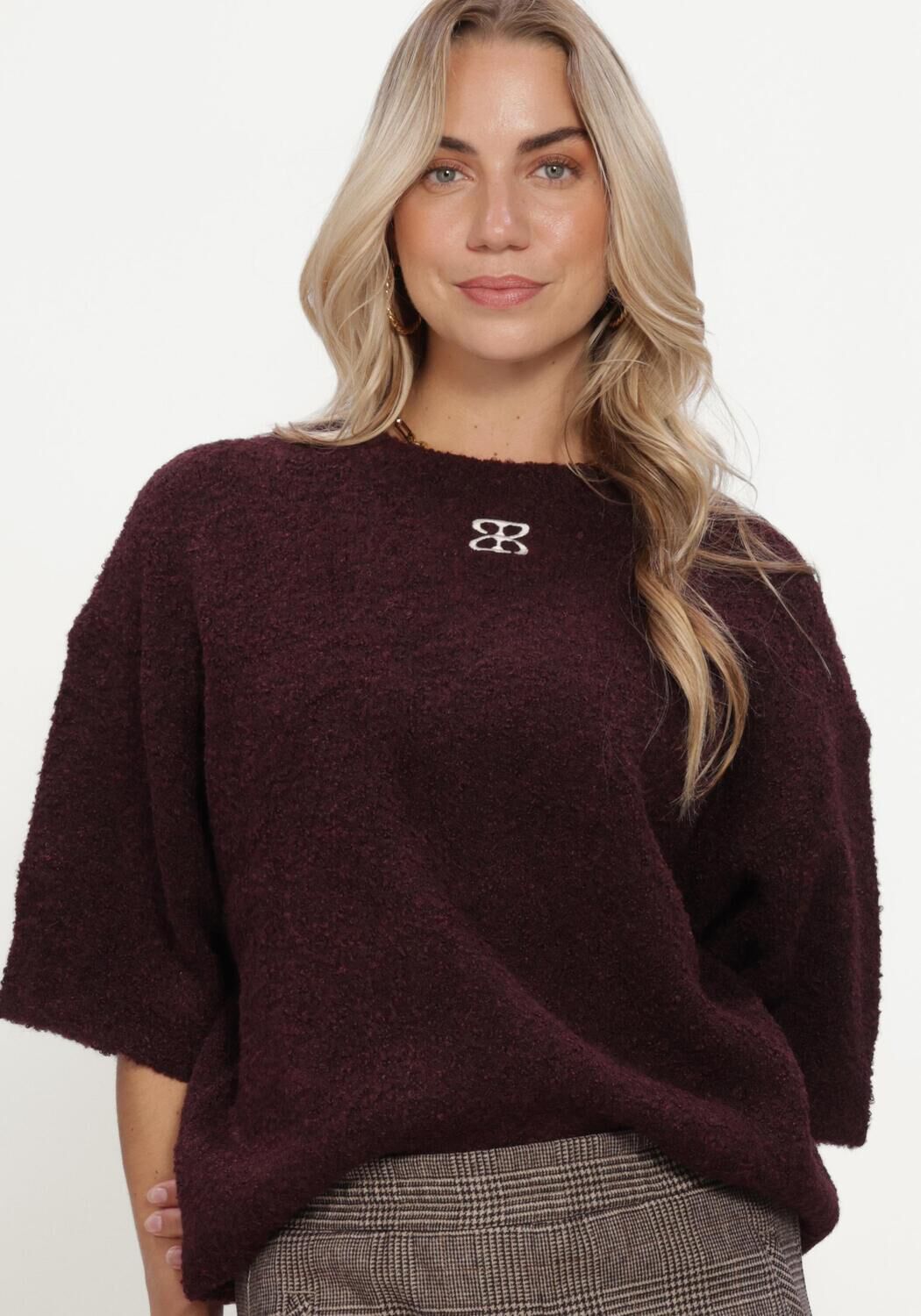 STUDIO AR Pull JESSICA BOUCLE KNIT Bordeaux - large