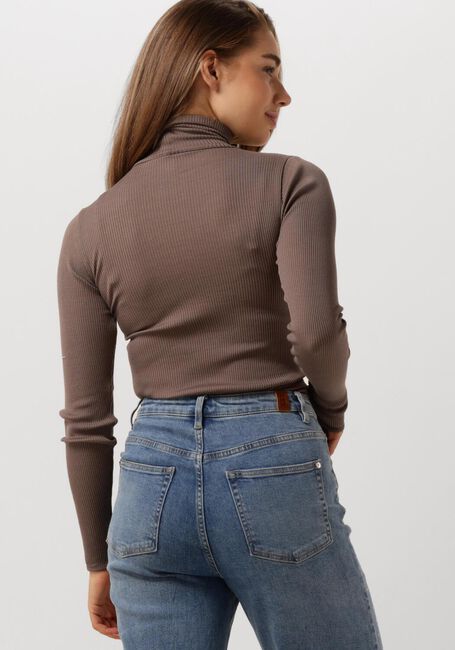 Taupe ROSEMUNDE Coltrui SILK T-SHIRT W/ ROLLER NECK - large