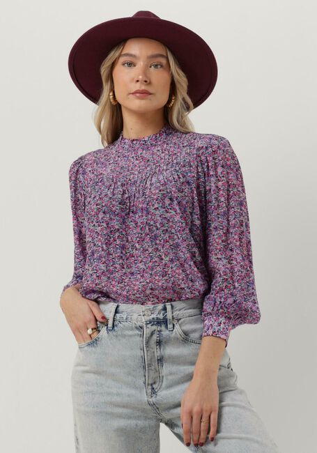 Paarse SCOTCH & SODA  PINTUCK BLOUSE WITH RUFFLE COLLAR - large