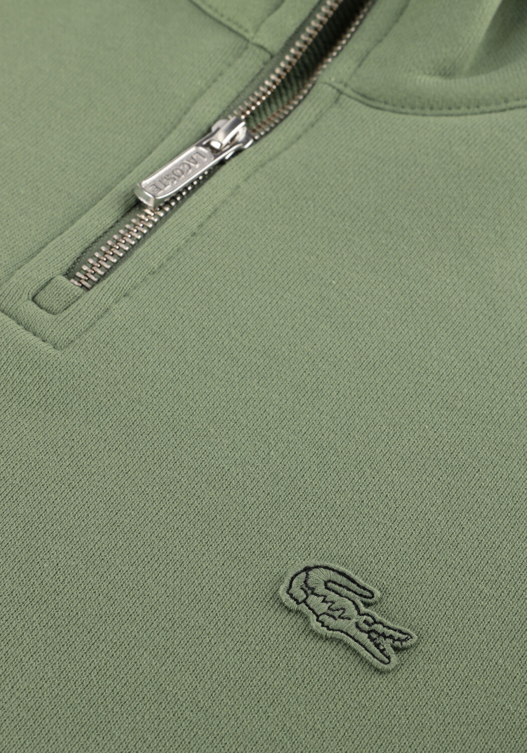 Groene LACOSTE Trui LOOSE FIT ZIP NECK FLEECE SWEATSHIRT - large