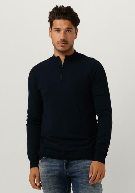 Donkerblauwe PUREWHITE Trui ESSENTIAL KNIT HALF ZIP LS - large