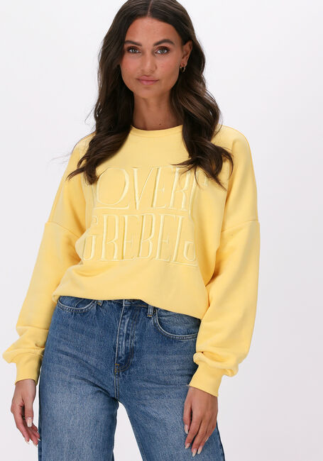 COLOURFUL REBEL Chandail LOVERS EMBRO DROPPED SHOULDER SWEAT en jaune - large