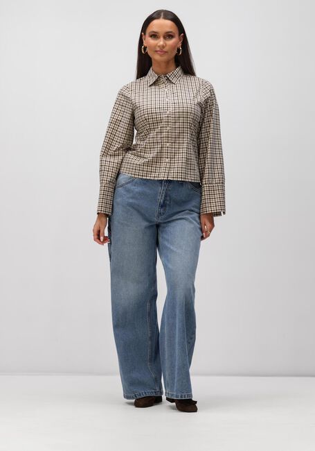 Beige NEO NOIR Tops & T-shirts ROSE CHECKED SHIRT - large