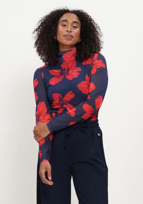 Donkerblauwe POM AMSTERDAM Top ROMI MESH BLOOM - large