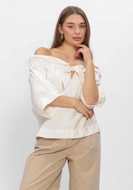 Gebroken wit SUMMUM  TOP MODAL LINEN BLEND - large