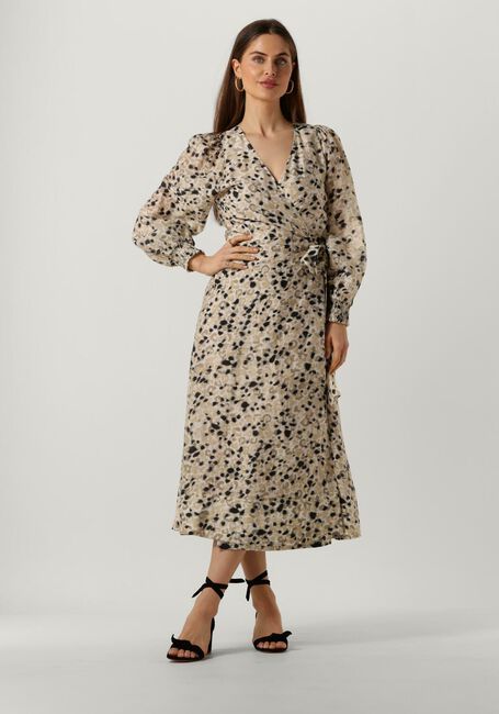 SECOND FEMALE Robe midi GAURA WRAP DRESS en beige - large
