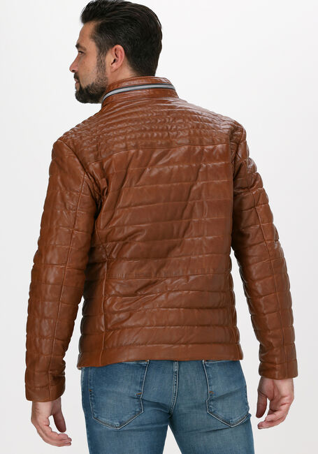 MILESTONE Veste en cuir TERENZIO en cognac - large