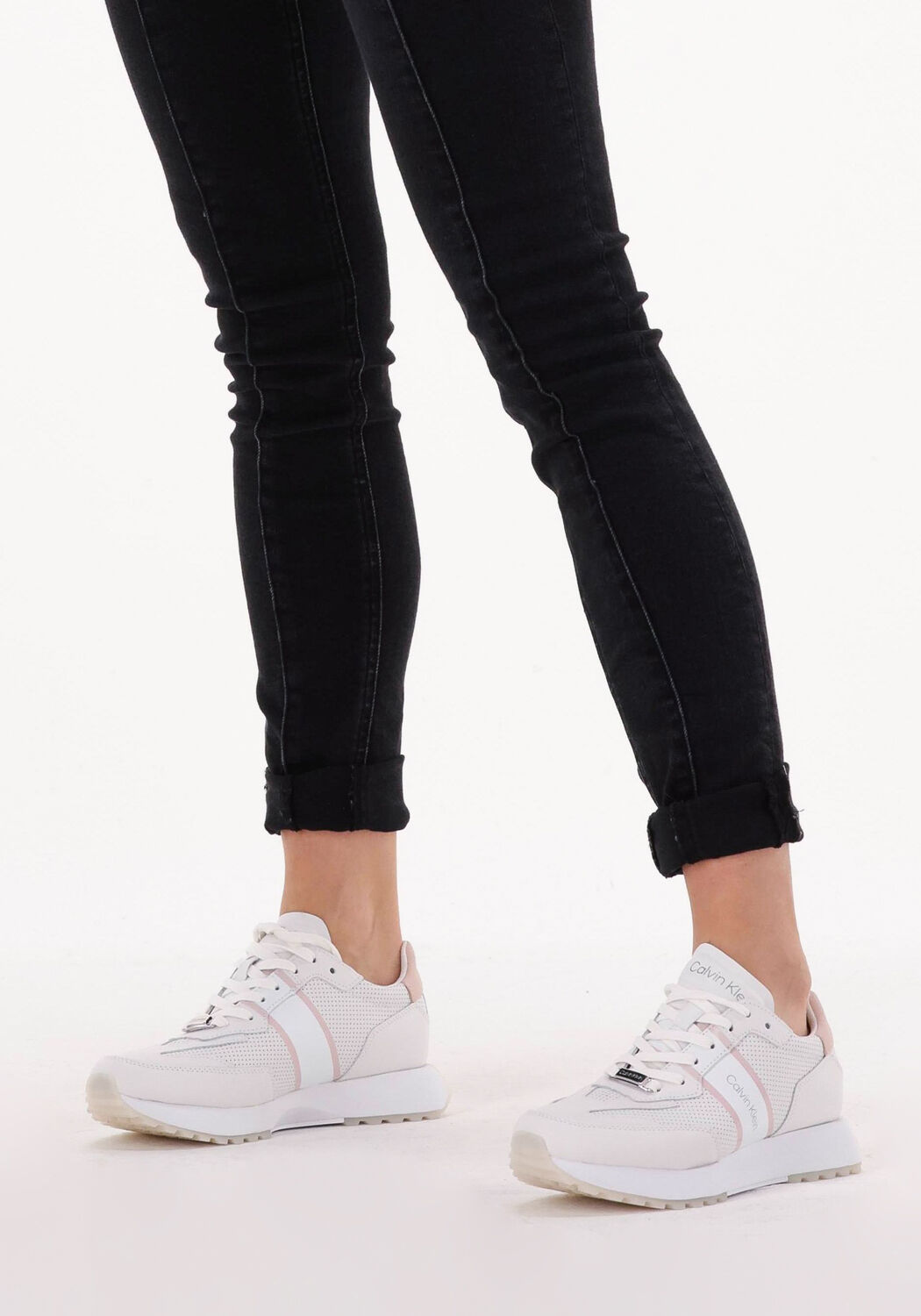 CALVIN KLEIN Baskets basses SKIVED RUNNER en blanc - large