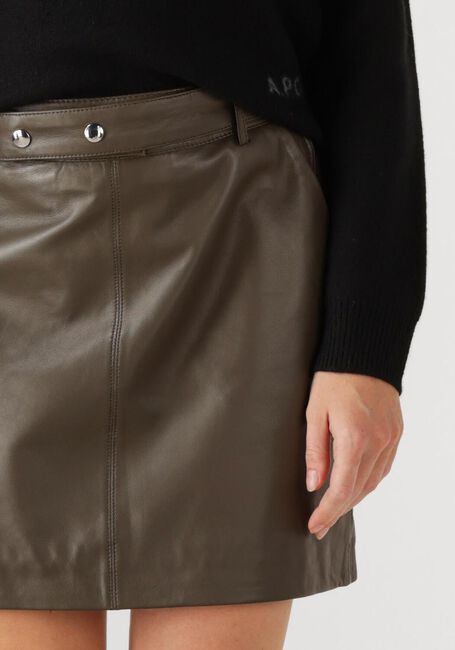 STUDIO AR Mini-jupe LAIN SHEEP SOFT WAXED en marron - large