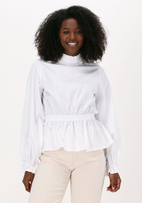 Witte SELECTED FEMME  JOSEFINE LS NECK RUFFLE TOP - large