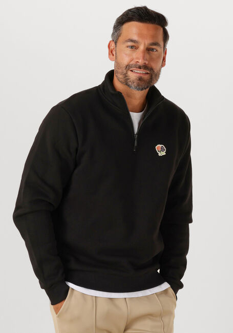 LES DEUX Chandail FELIPE PATCH HALF ZIP en noir - large