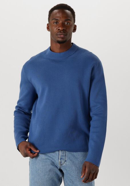 SELECTED MEN Pull SLHMIKE LIGHT LS KNIT RELAXED MOCK NECK en bleu - large