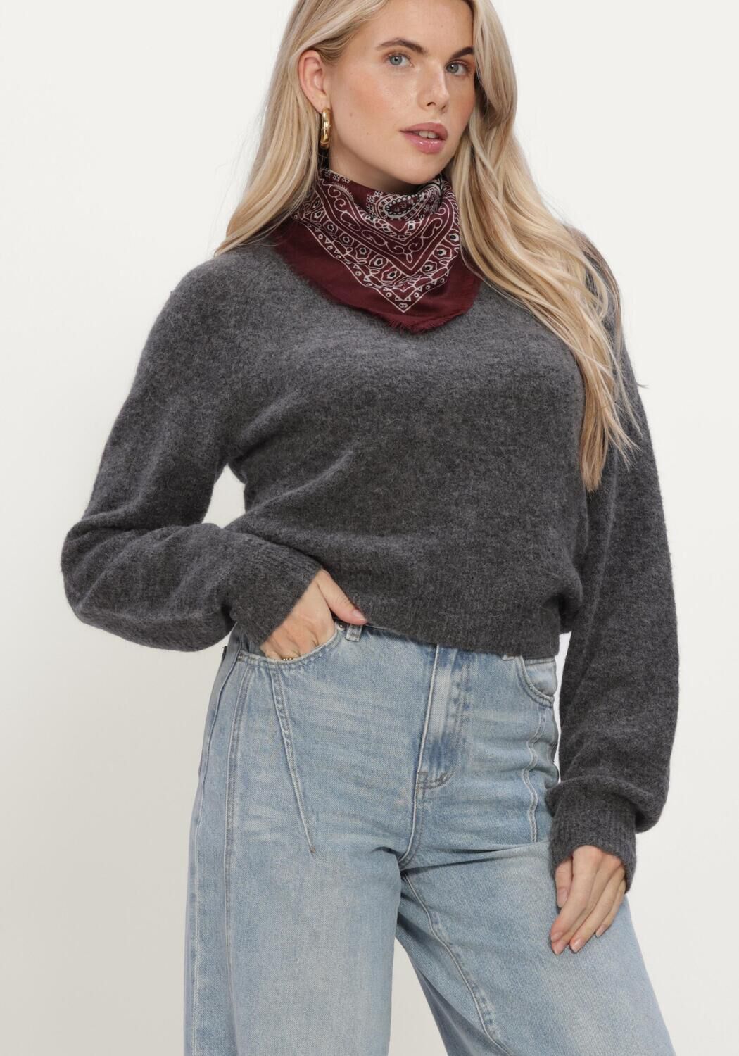 Y.A.S. Pull YASJOHI LS WOOL BLEND PULLOVER Gris fonc&eacute; - large