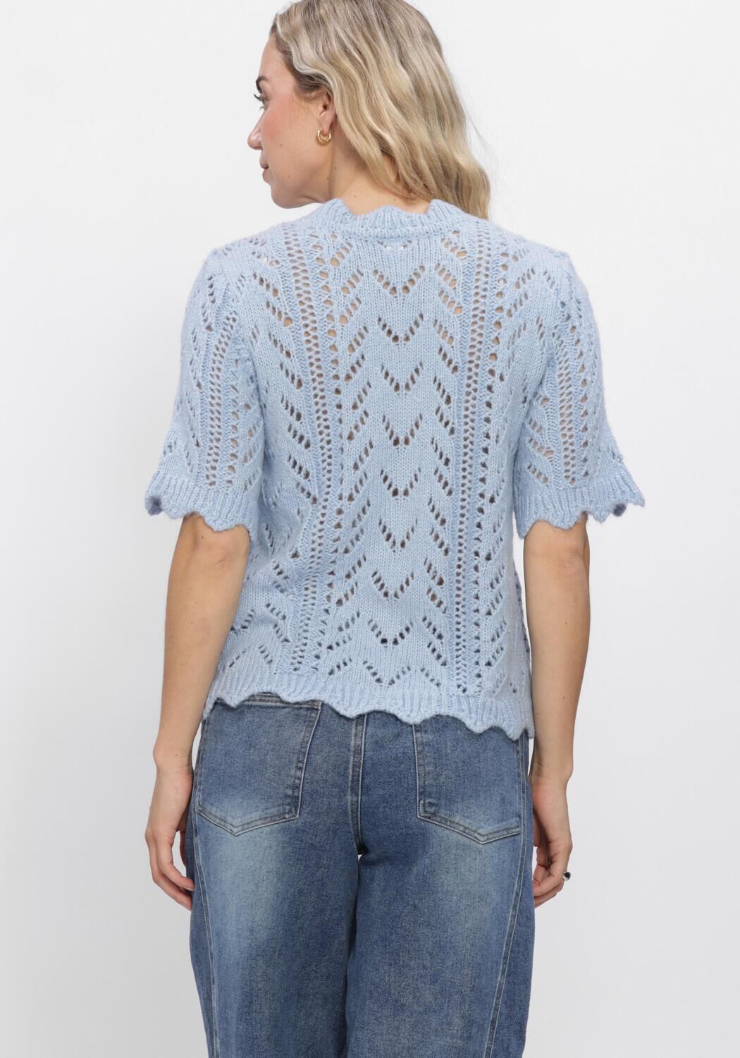 Y.A.S. YASVIENNA SS KNIT CARDIGAN S. Pulls & Gilets Bleu clair - large