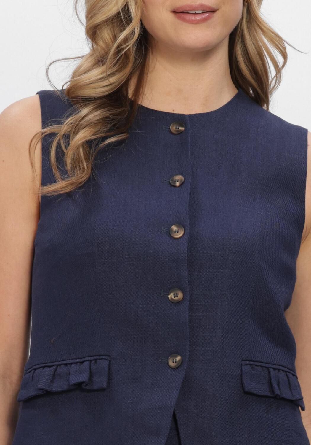 Donkerblauwe Y.A.S. Gilet YASAGANA LINEN BLEND WAISTCOAST S. - large