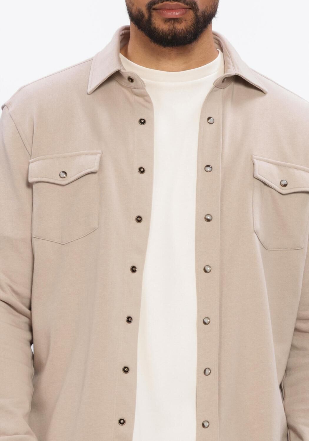 Beige PROFUOMO Casual overhemd OVERSHIRT WESTERN - large